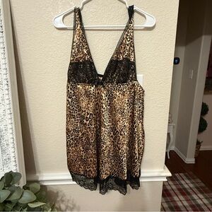 Leopard Print Lace Trim Slip Dress large metaphor
